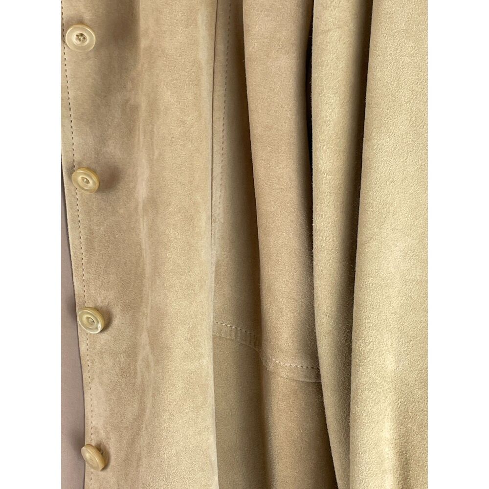 ~ Faconnable Sm Suede Goatskin Leather Shacket Tan Brown Jacket Shirt Lined - Picture 12 of 15